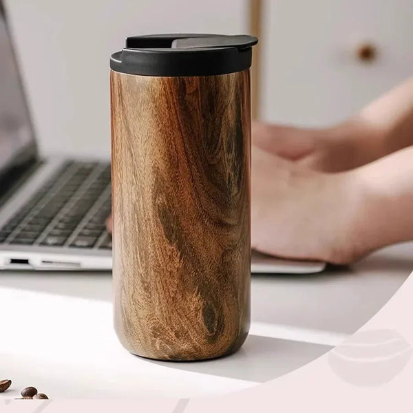 Insulated Portable Wood Grain Coffee Mug - NEOMINOA LTD